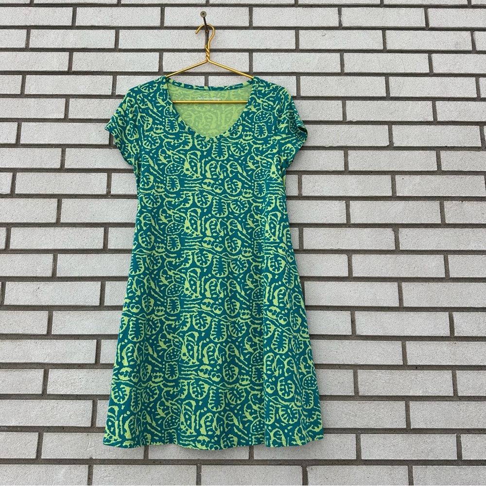 Soft Surroundings Santiago Gaia Tropical Green Jersey Dress Pockets PM Resort - Picture 3 of 14